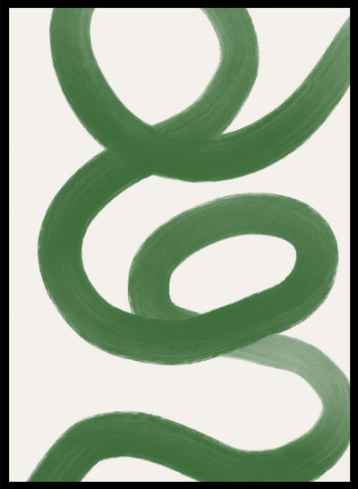 Minimalist Green Paint Brush Strokes Abstract Wall Art Print, Green Line Scribbles Poster, Minimal Mid Century Modern Geometric Print