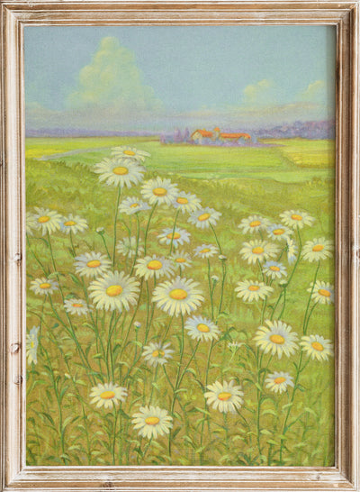 Vintage Daisy Flower Field Wall Art Print, Antique Wildflower Landscape Poster, Rustic Summer Botanical, Yellow Floral Country Print, Lafayette F. Cargill - Wild Daisy (1937)
