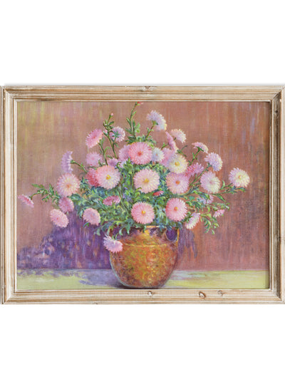 Vintage Pink Chrysanthemum Still Life Wall Art Print, Antique Floral Vase Painting, Colorful Botanical Flower Poster, Romantic Decor, Lafayette F. Cargill - Pompon Chrysanthemum (1937)