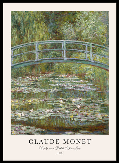 Claude Monet Bridge over a Pond of Water Lilies Vintage Poster Art Print | Colorful Impressionist Flower Painting, Japanese Footbridge