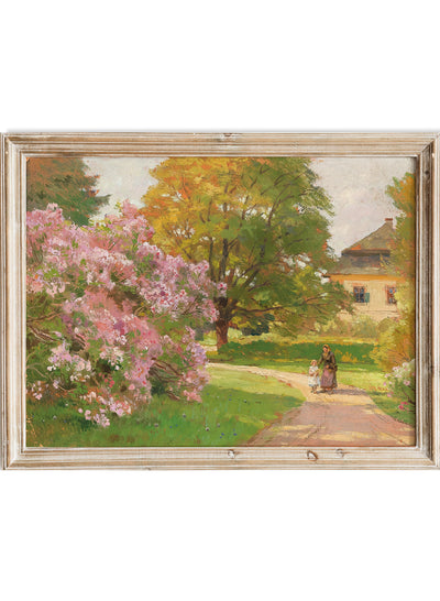 Rustic Vintage Spring Flower Garden Landscape Painting Wall Art Print, Colorful Floral Botanical Poster, Antique Moody Farmhouse Decor, Hugo Darnaut - A Blossoming Bush