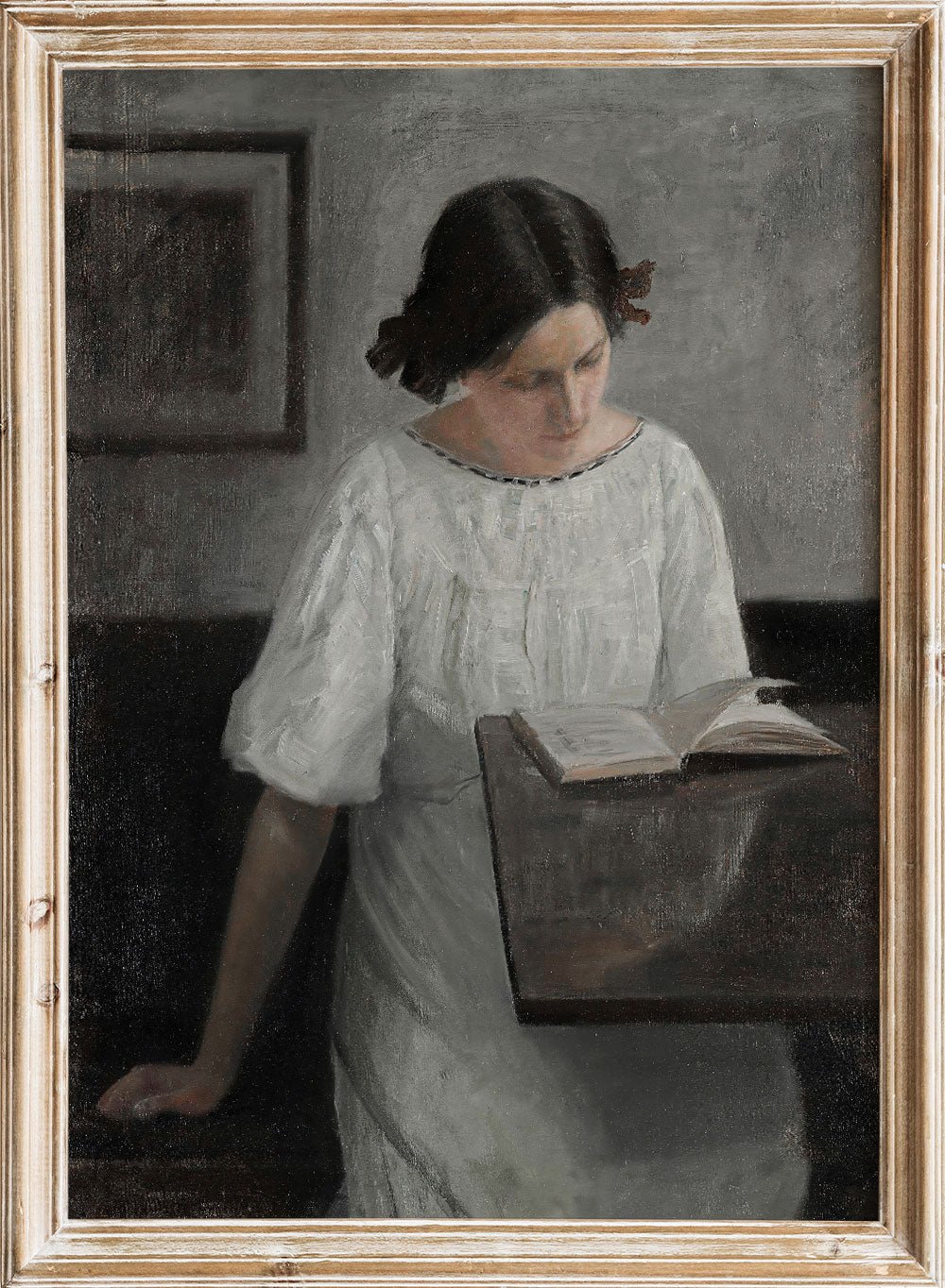 "The Artist's Wife in White Reading" Art Print_Sugar & Canvas