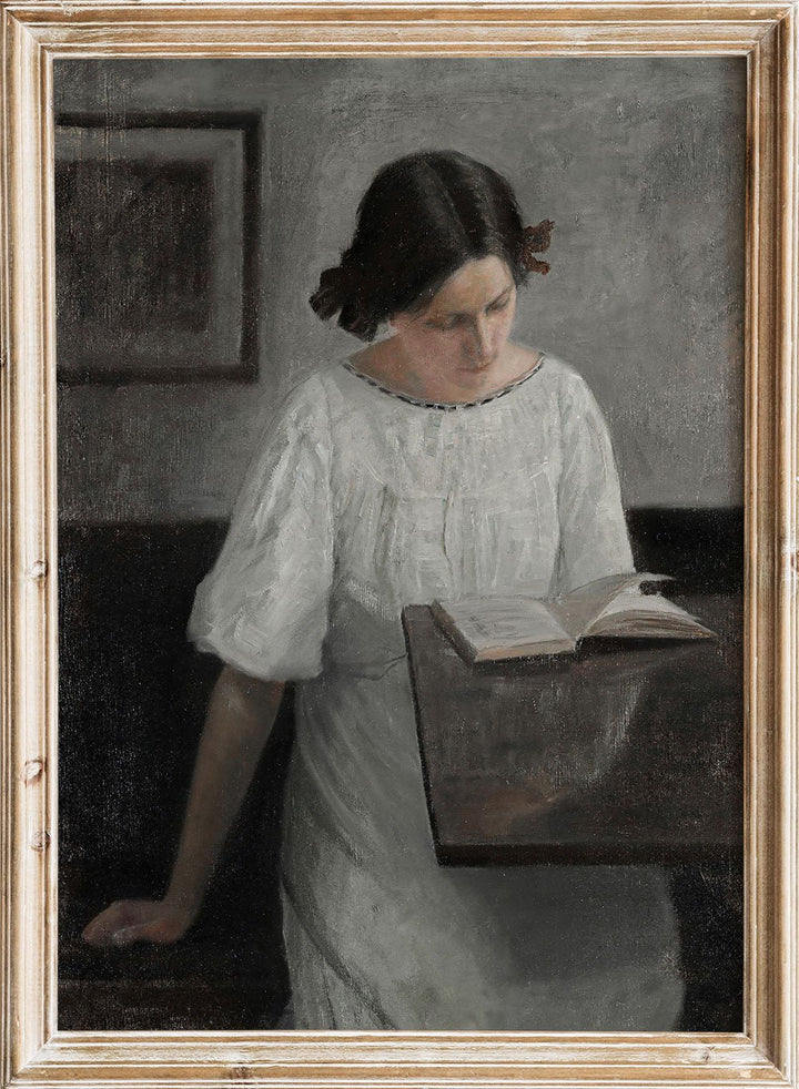 "The Artist's Wife in White Reading" Art Print_Sugar & Canvas