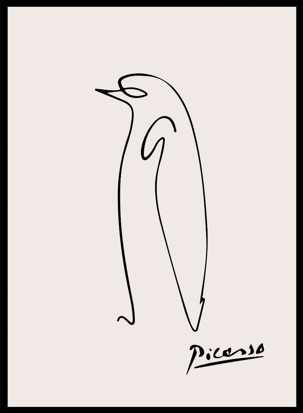 Pablo Picasso Penguin Sketch Line Art Print_Sugar & Canvas