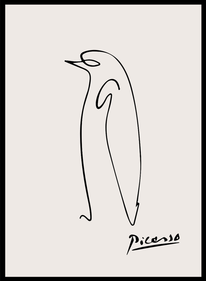 Pablo Picasso Penguin Sketch Line Art Print_Sugar & Canvas
