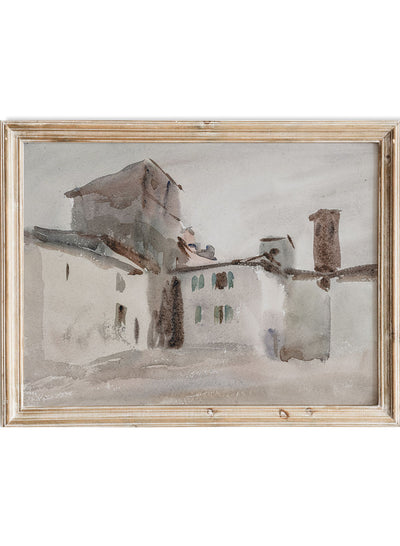 Rustic Vintage European Country Italy Villa Oil Painting Wall Art Print, Neutral Muted Landscape Poster, Antique Moody Farmhouse Decor, Borgo San Lorenzo