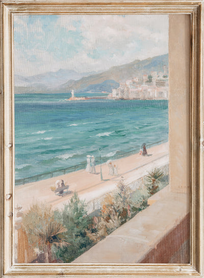 Albert Edelfelt - From my Window in Cannes (1891), Vintage French Riviera Coastal Ocean Sea Wall Art Print | Travel Seaside Landscape Painting, Mediterranean Beach View Poster Decor