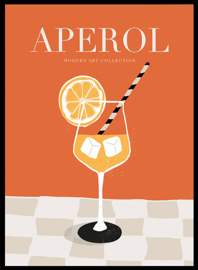 Aperol Spritz Cocktail Colorful Drink Bar Cart Wall Art Print | Classic Cocktail, Minimalist Geometric Orange Kitchen Decor