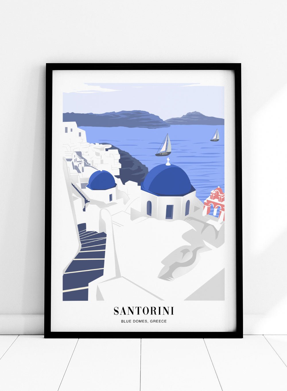 Santorini Blue Domes, Greece Art Print TA23_Sugar & Canvas