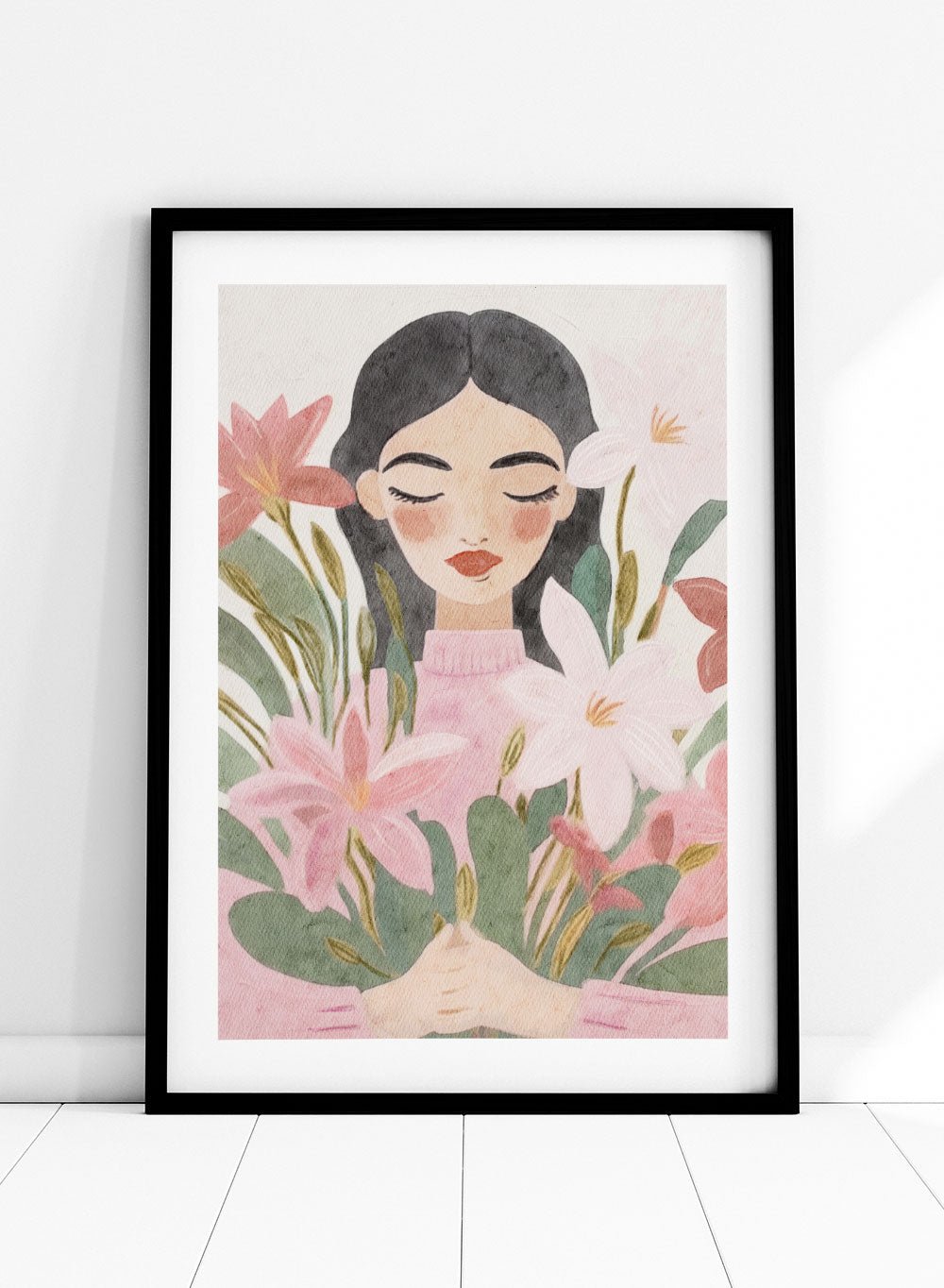 'Girl with Lilies' Aesthetic Art Print_Sugar & Canvas