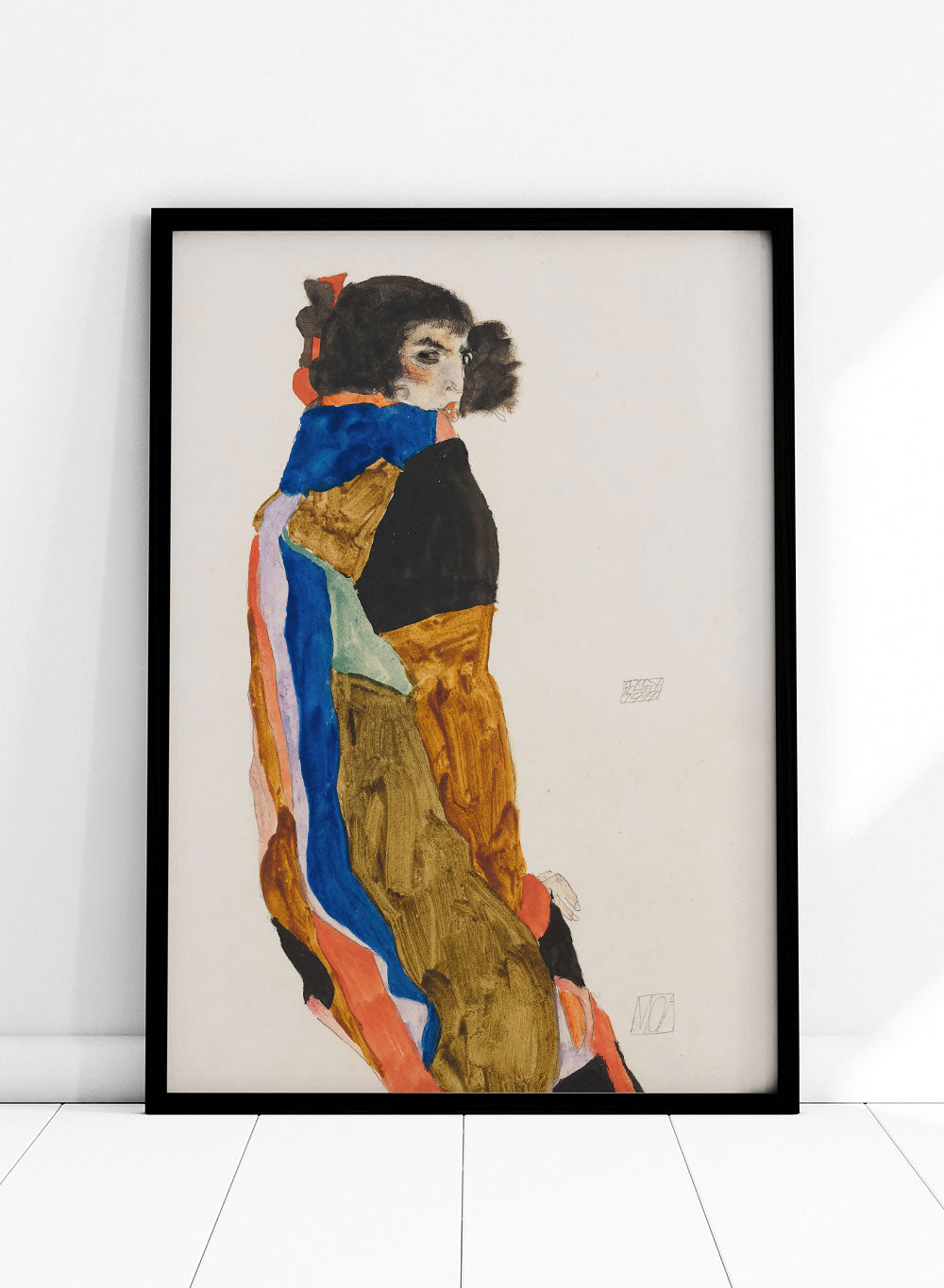 Egon Schiele Moa 1911 Vintage Poster Wall Art Print | Portrait of Woman Back View, Abstract Expressionist Portrait Painting, Antique Retro Famous Reproduction