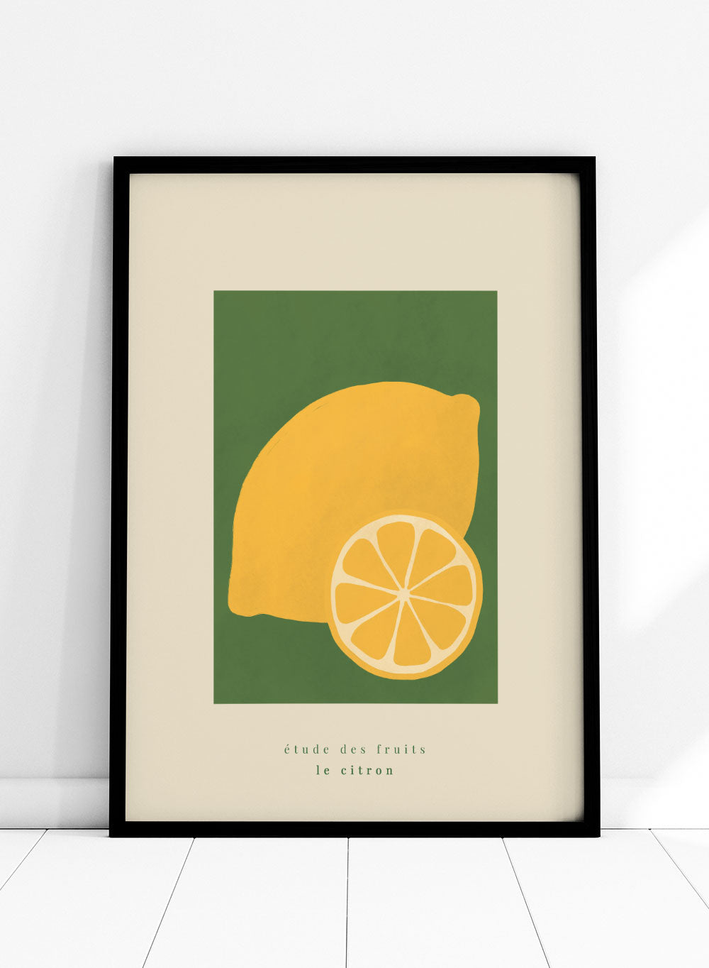 Lemons Citrus Aesthetic Kitchen Wall Art Print | Colorful Fruit Market, Minimalistic Dining Room Art, Green Hand Drawn Illustration