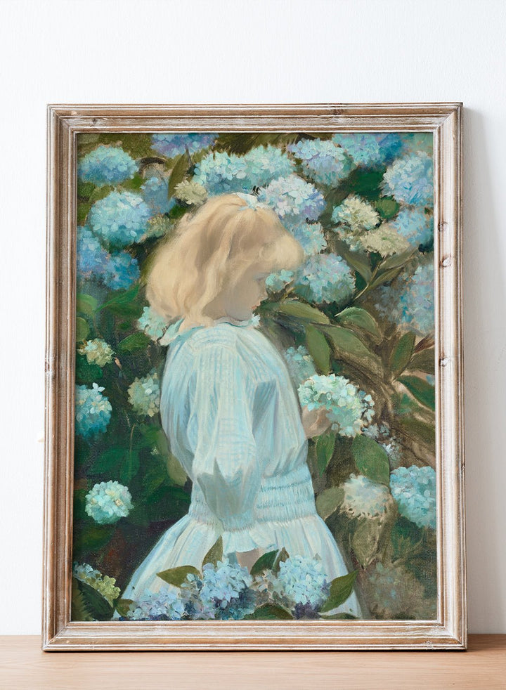 "The Little Girl with Hydrangeas" Art Print_Sugar & Canvas