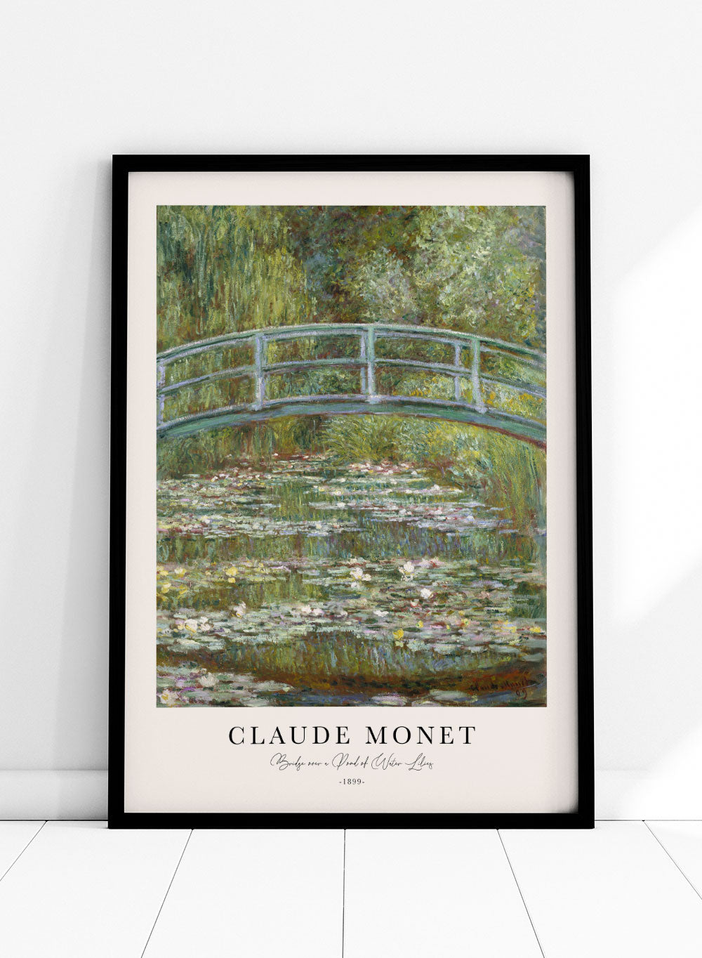 Claude Monet Bridge over a Pond of Water Lilies Vintage Poster Art Print | Colorful Impressionist Flower Painting, Japanese Footbridge