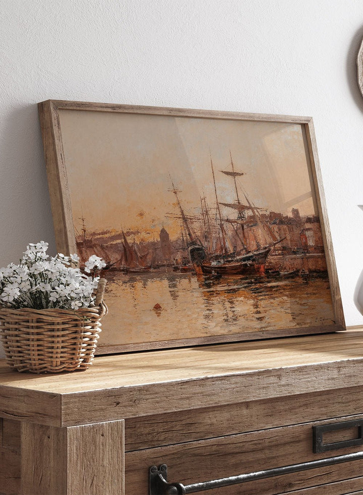 "Sailboats at the Dock in Normandy" Art Print_Sugar &amp; Canvas