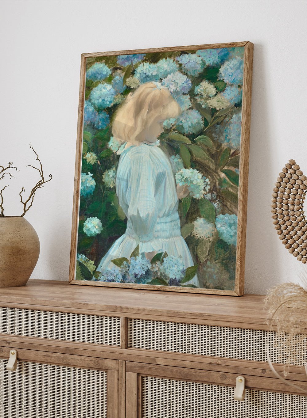 "The Little Girl with Hydrangeas" Art Print_Sugar & Canvas