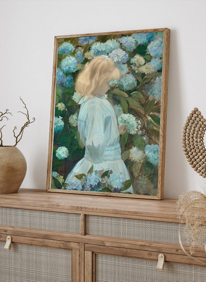 "The Little Girl with Hydrangeas" Art Print_Sugar & Canvas