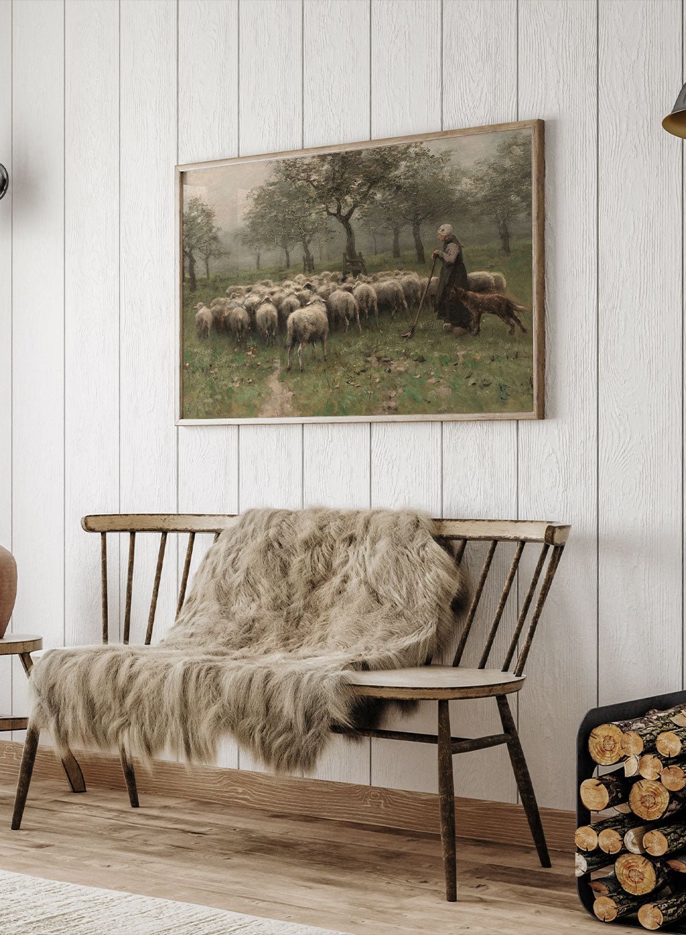 "Shepherdess with a Flock of Sheep" Art Print_Sugar & Canvas