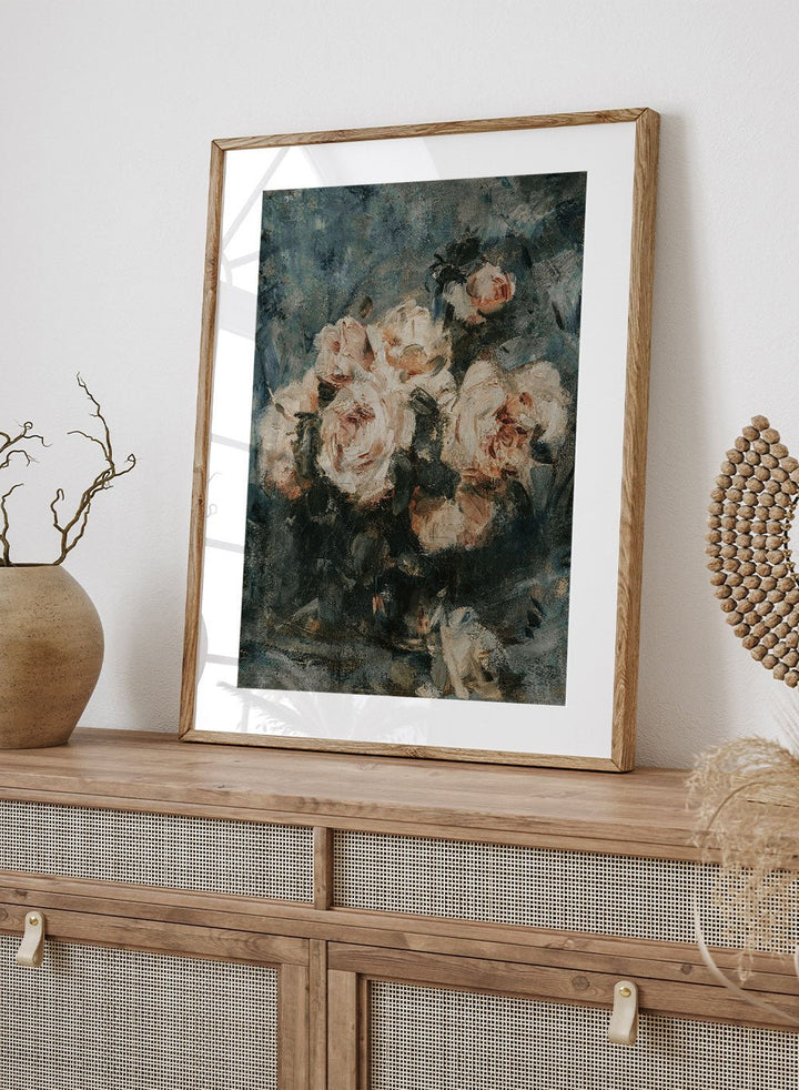 "Still life with Roses in a Glass Vase" Art Print_Sugar & Canvas