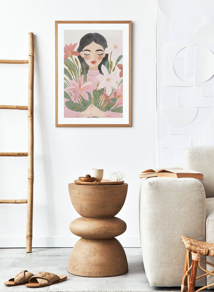 'Girl with Lilies' Aesthetic Art Print_Sugar & Canvas