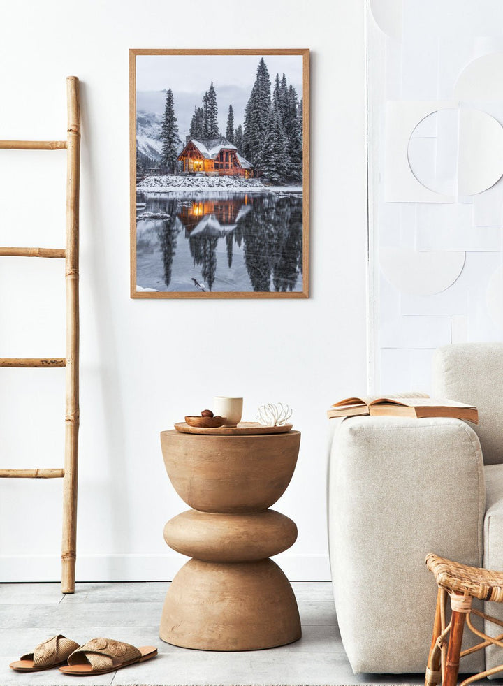 Winter Lake Cottage Art Print_Sugar & Canvas