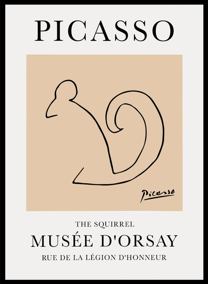 Pablo Picasso Squirrel Line Drawing Art PrintPP45Sugar & Canvas