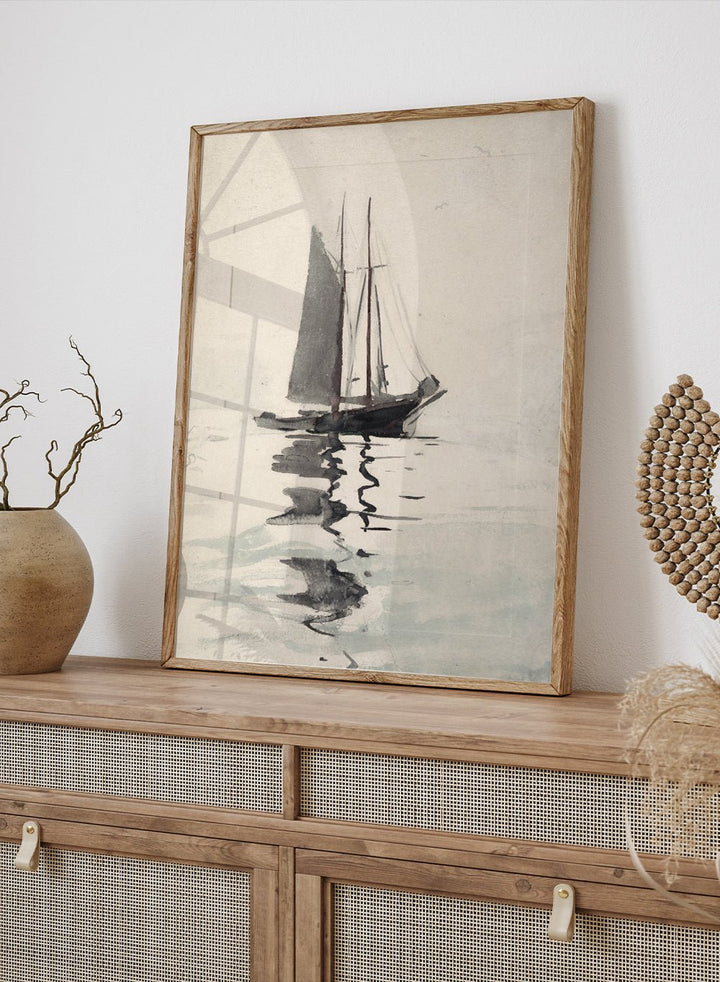 "Two - masted Schooner with Dory" Art Print_Sugar & Canvas