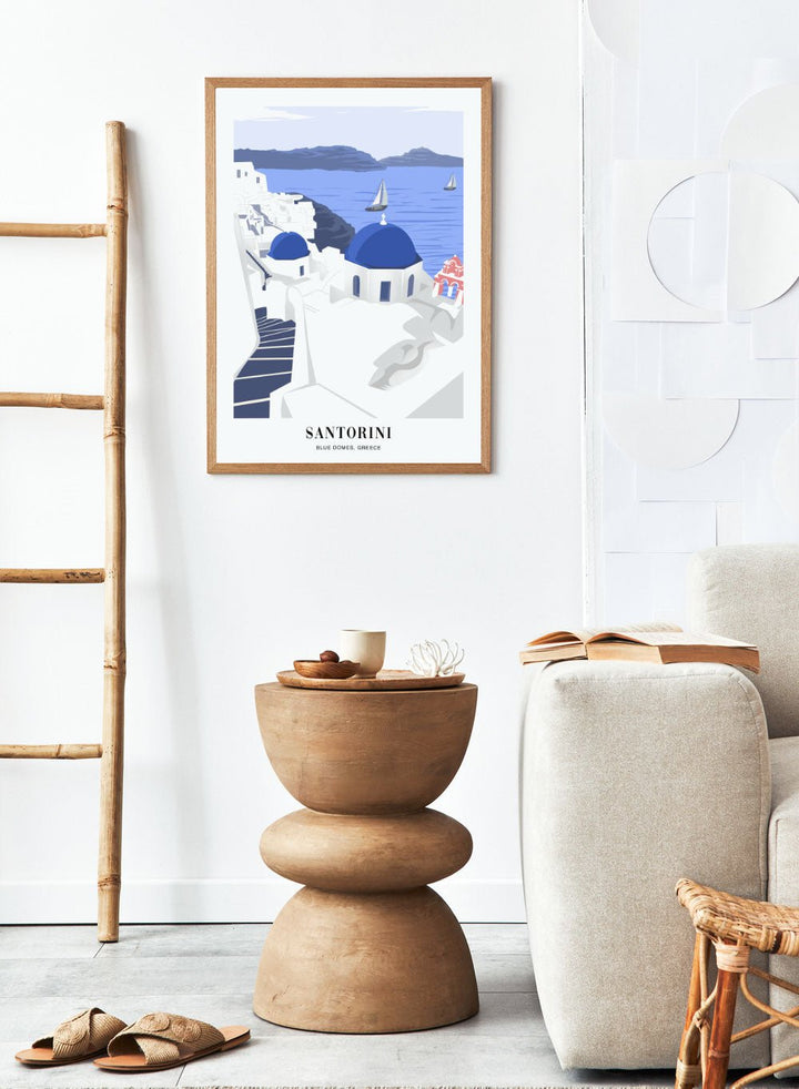 Santorini Blue Domes, Greece Art Print TA23_Sugar & Canvas
