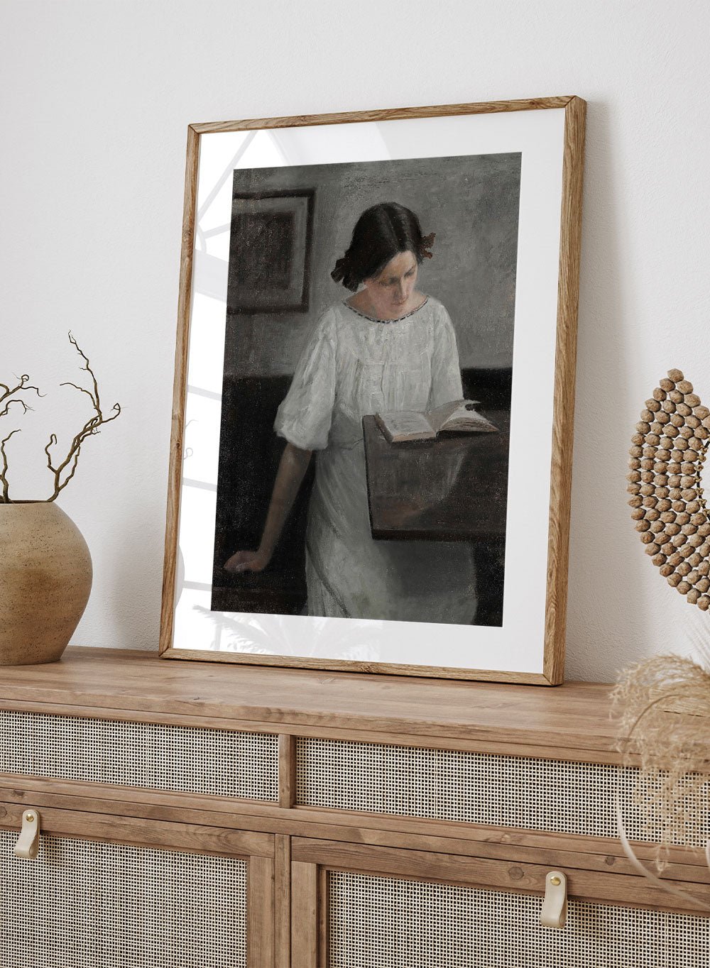 "The Artist's Wife in White Reading" Art Print_Sugar & Canvas