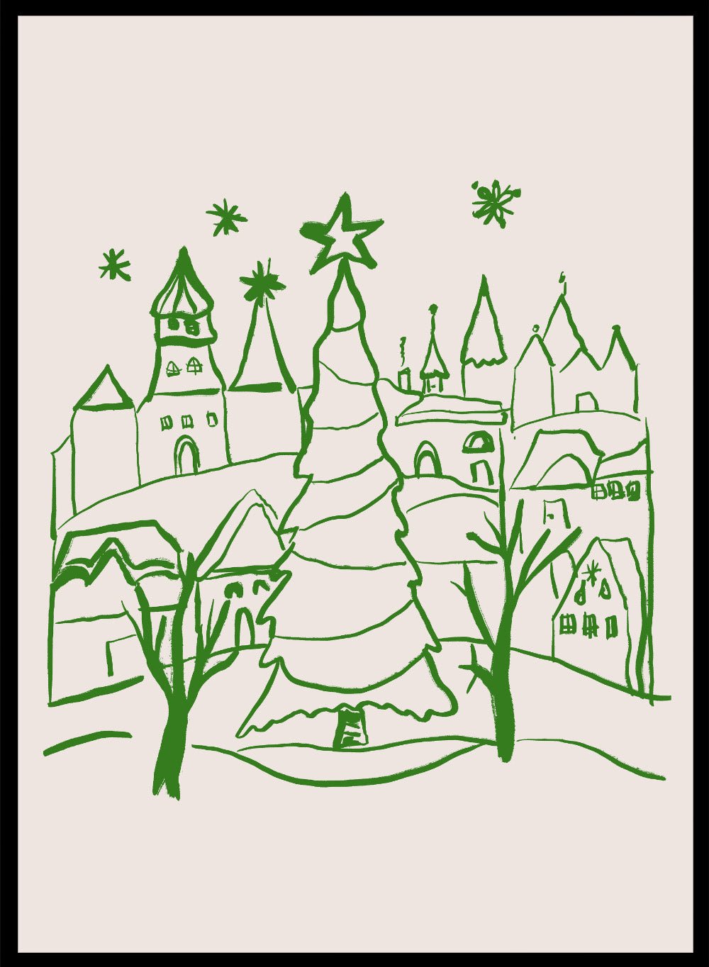 Starry Christmas Village Art Print_Sugar & Canvas