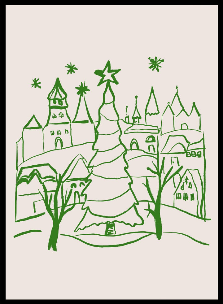 Starry Christmas Village Art Print_Sugar & Canvas