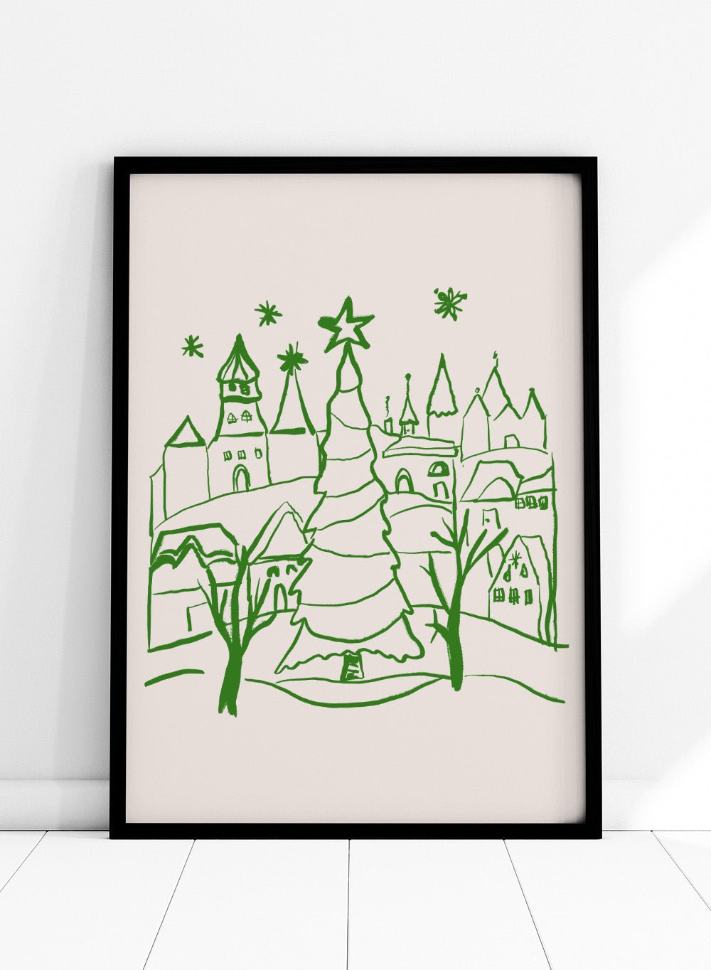 Starry Christmas Village Art Print_Sugar & Canvas