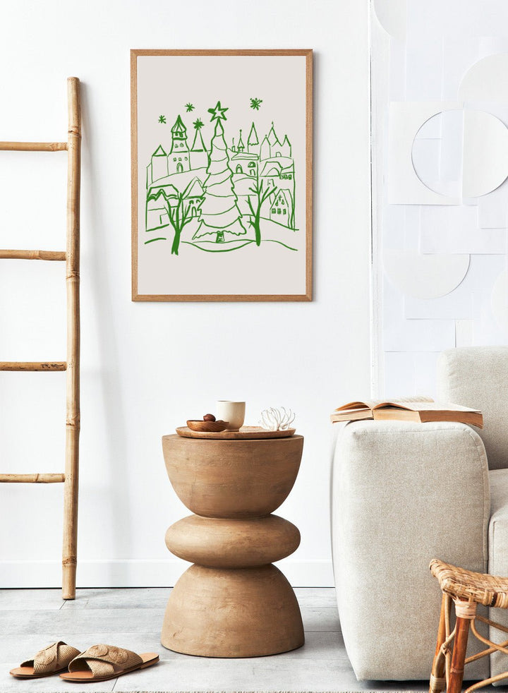 Starry Christmas Village Art Print_Sugar & Canvas