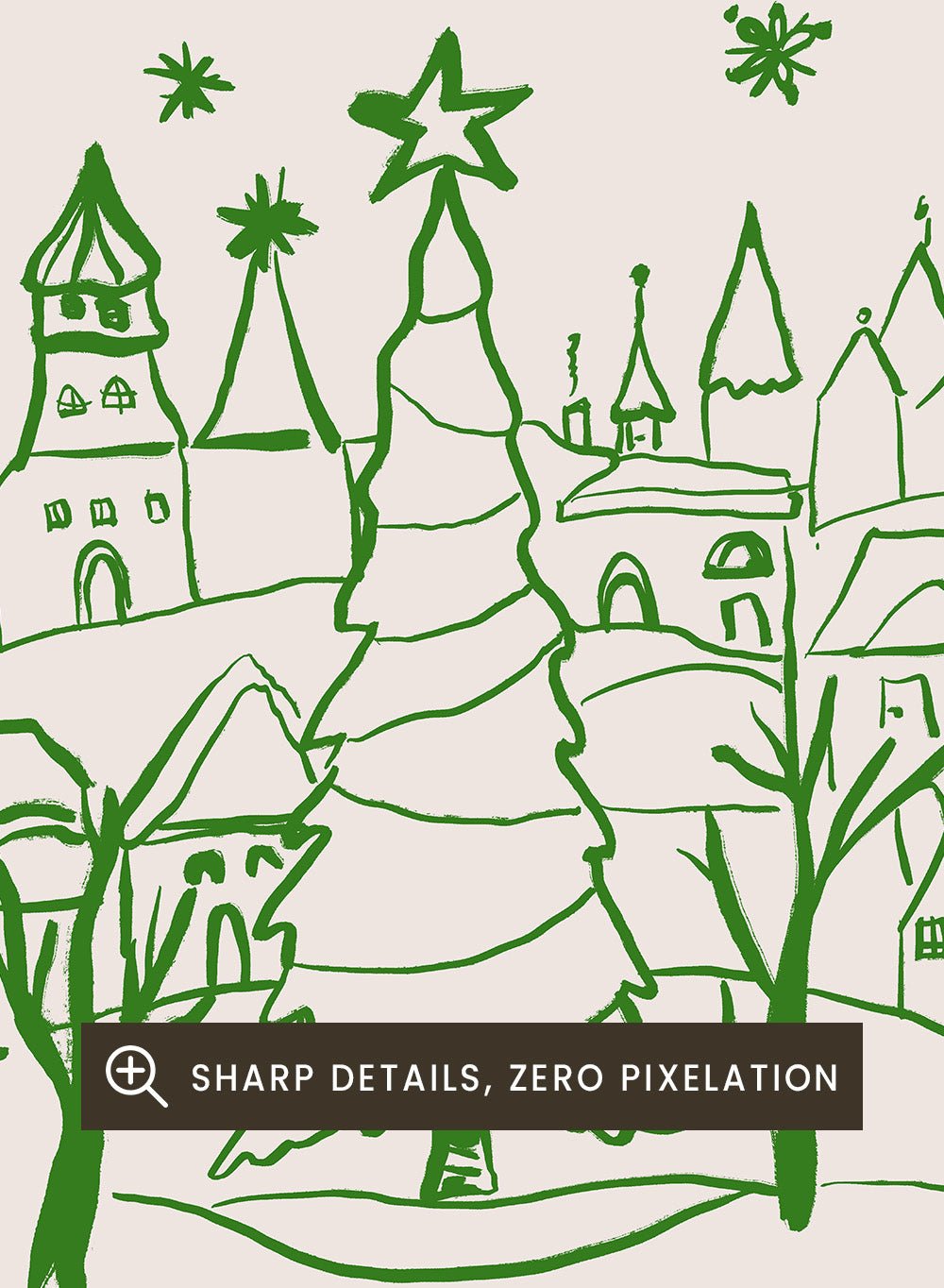 Starry Christmas Village Art Print_Sugar & Canvas