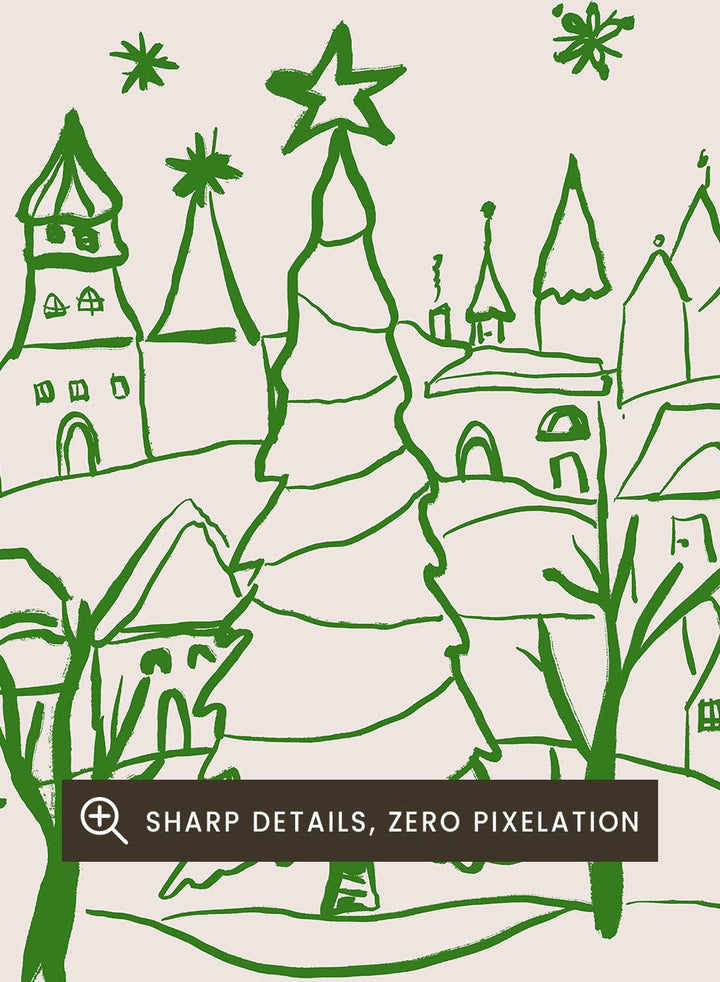 Starry Christmas Village Art Print_Sugar & Canvas