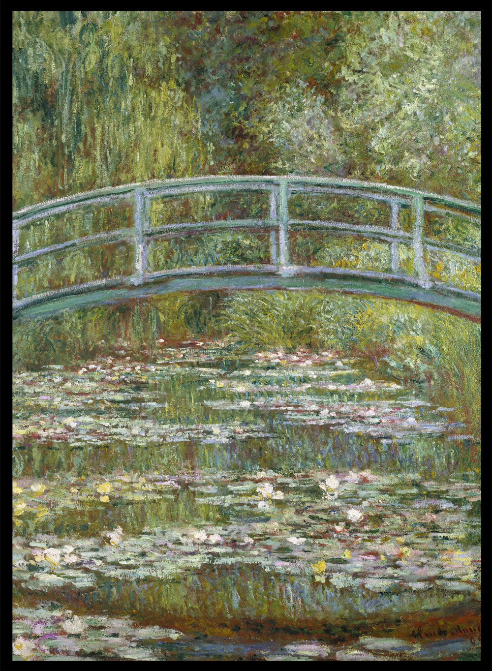 Claude Monet Bridge over a Pond of Water Lilies Vintage Poster Art Print | Colorful Impressionist Flower Painting, Japanese Footbridge