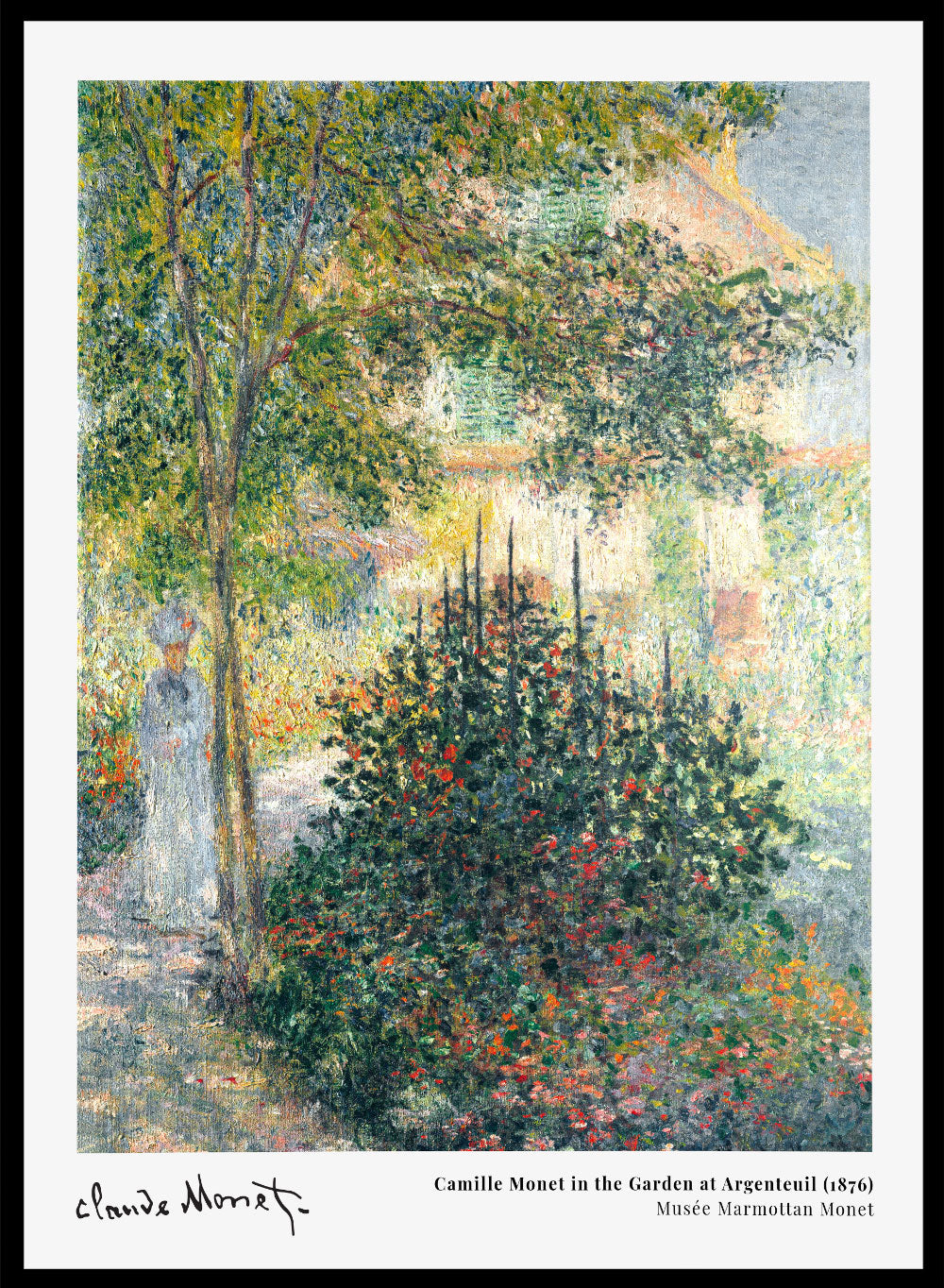 Claude Monet Camille Monet in the Garden at Argenteuil Vintage Exhibition Poster Wall Art Print | Famous Painting, Retro Wall Decor