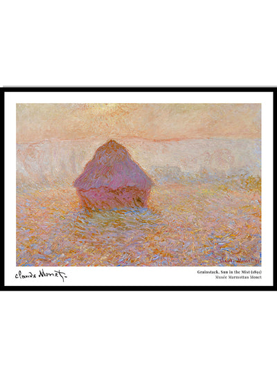 Monet Grainstack, Sun in the Mist 1891 Vintage Exhibition Poster Famous Art Print | Claude Monet Print, Monet Poster, Monet Painting
