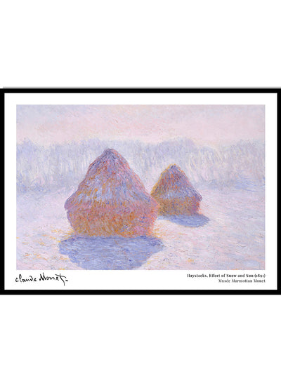 Monet Haystacks, Effect of Snow and Sun Vintage Exhibition Poster Famous Art Print | Claude Monet Print, Monet Poster, Monet Painting