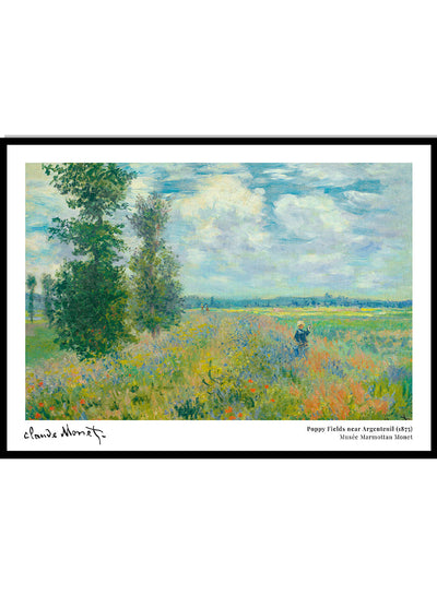 Monet Poppy Fields near Argenteuil Vintage Exhibition Poster Art Print | Claude Monet Print, Monet Poster, Monet Painting, Famous Art 