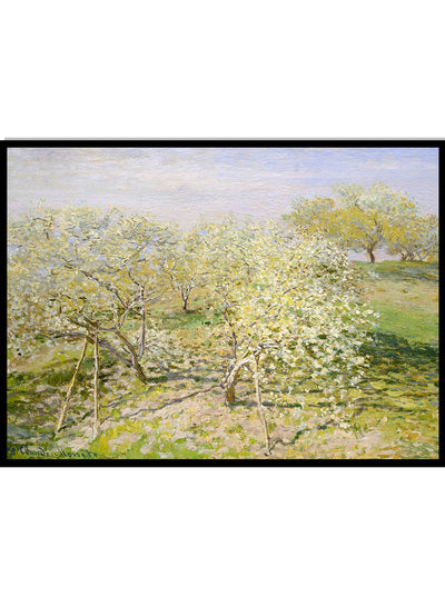 Claude Monet Spring Fruit Trees in Bloom Vintage Poster Wall Art Print | Flower Garden Colorful Floral Botanical Landscape Oil Painting