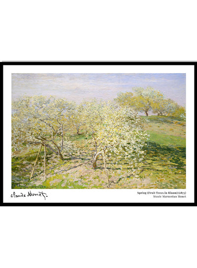 Claude Monet Spring Fruit Trees in Bloom Vintage Poster Wall Art Print | Flower Garden Colorful Floral Botanical Landscape Oil Painting