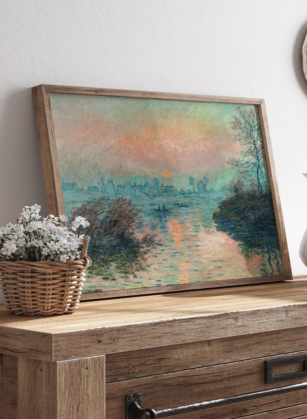 Claude Monet Sunset on the Seine at Lavacourt, Winter Effect Art Print_Sugar & Canvas