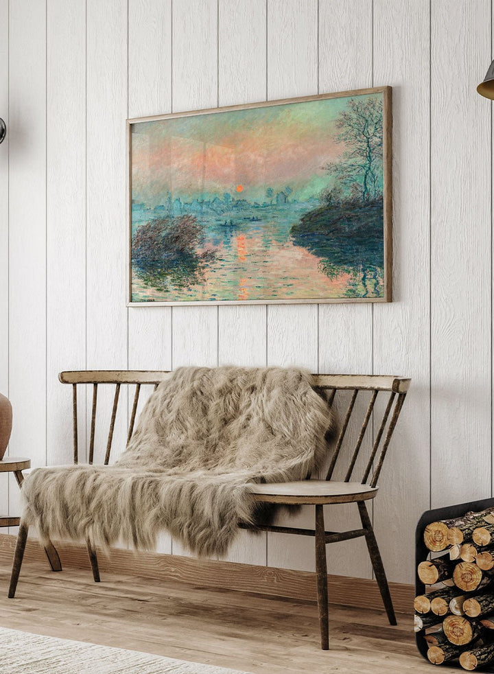 Claude Monet Sunset on the Seine at Lavacourt, Winter Effect Art Print_Sugar & Canvas