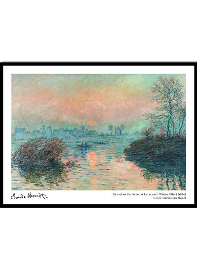 Monet Sunset on the Seine at Lavacourt Winter Effect Vintage Poster Art Print | Claude Monet Print, Monet Poster, Famous Monet Painting