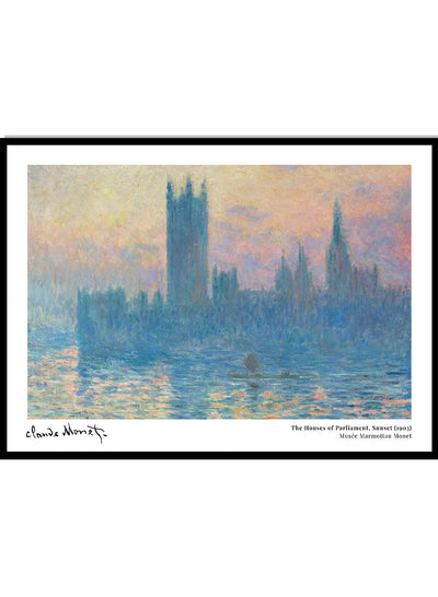 Monet The Houses of Parliament Sunset Vintage Exhibition Poster Famous Art Print | Claude Monet Print, Monet Poster, Monet Painting