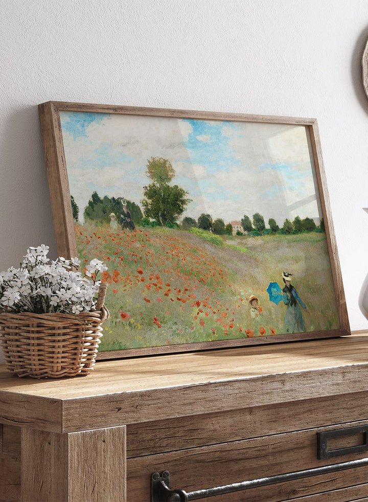 Monet The Poppy Field near Argenteuil Vintage Exhibition Poster Art Print| Claude Monet Print, Monet Poster, Monet Painting, Famous Art