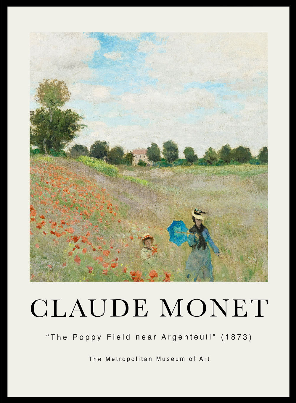 Monet The Poppy Field near Argenteuil Vintage Exhibition Poster Art Print| Claude Monet Print, Monet Poster, Monet Painting, Famous Art