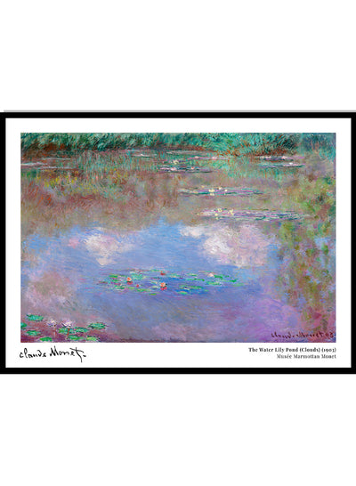 Monet The Water Lily Pond Clouds Vintage Exhibition Poster Art Print | Claude Monet Print, Monet Poster, Monet Painting, Famous Art