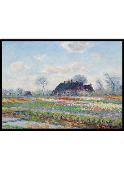 Claude Monet Tulip Fields at Sassenheim Vintage Poster Wall Art Print | Flower Field View Colorful Spring Floral, European Oil Painting